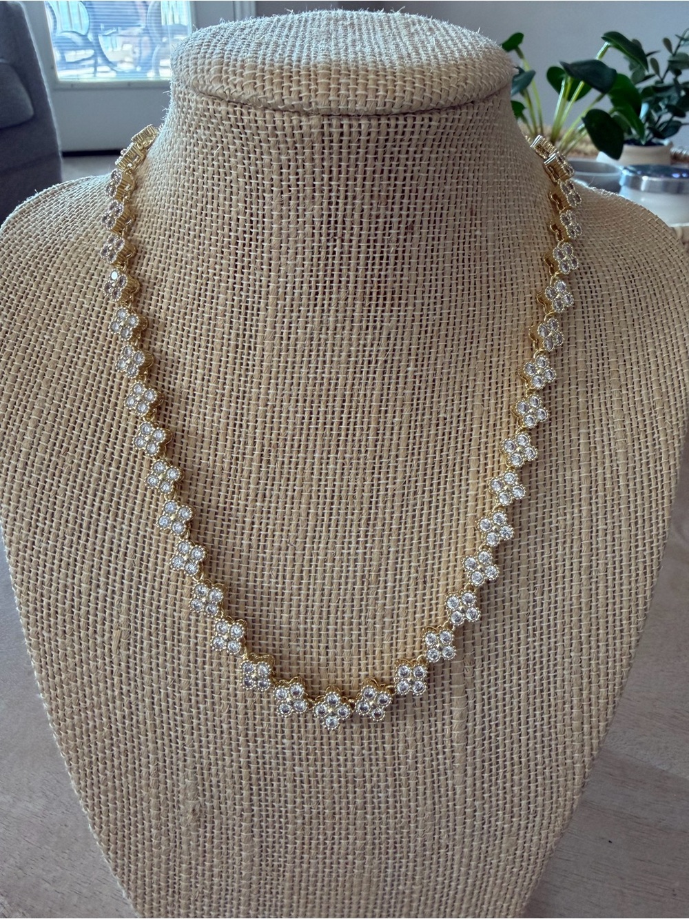 Gold Floral Crystal Necklace